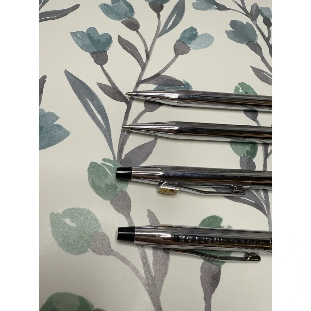 Lot of 4 Cross Pens Mechanical Pencils Chrome‎ Scott Shaffer Engraved